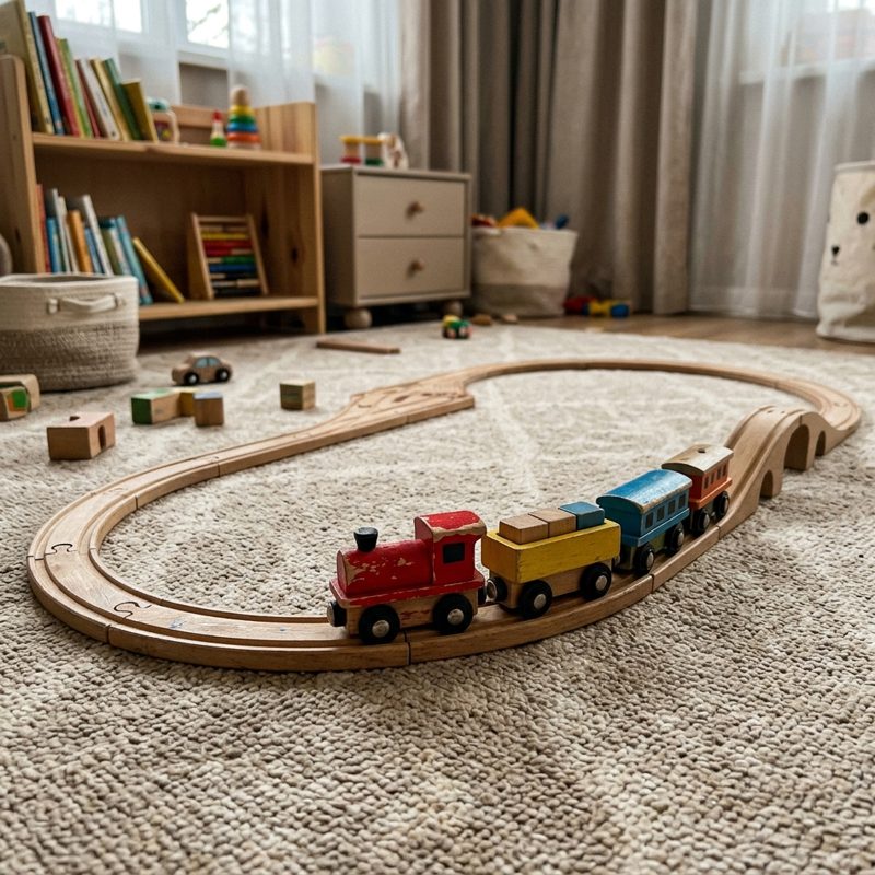 Holzeisenbahn-Set mit Schienen