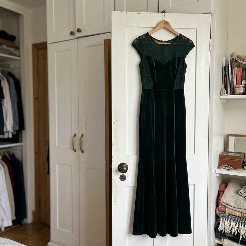 Abendkleid dunkelgrün, lang