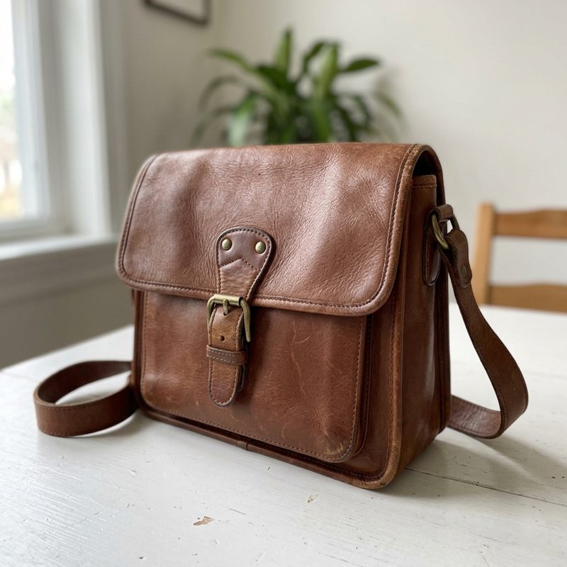 Leder-Umhängetasche braun