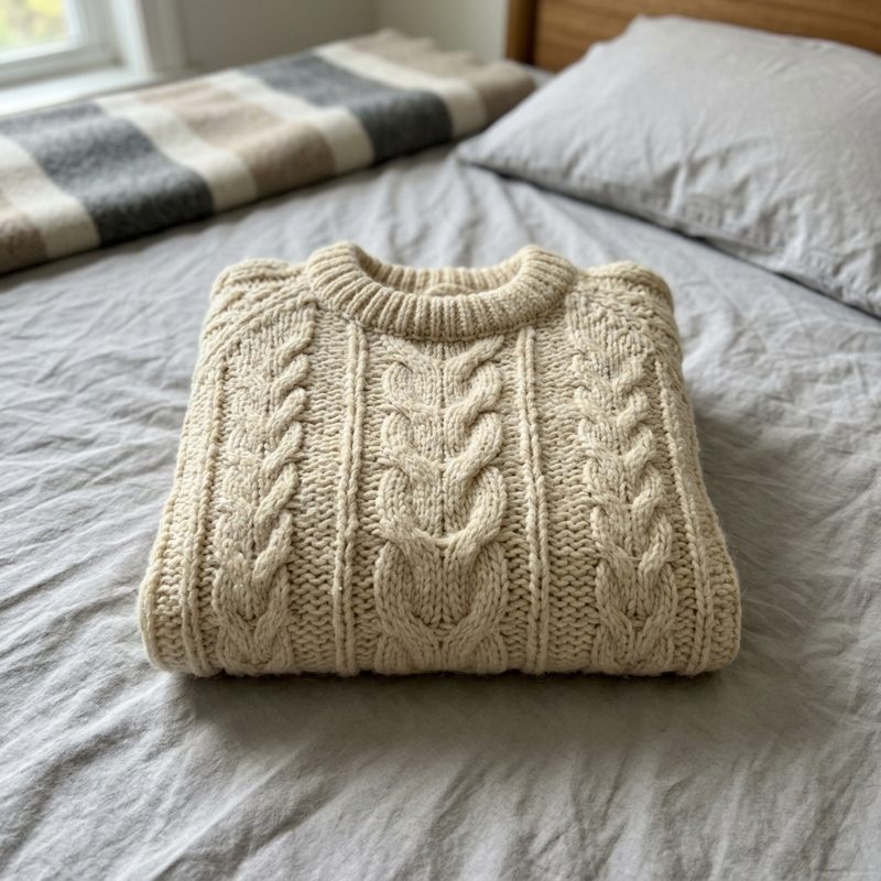 Grobstrick-Pullover creme