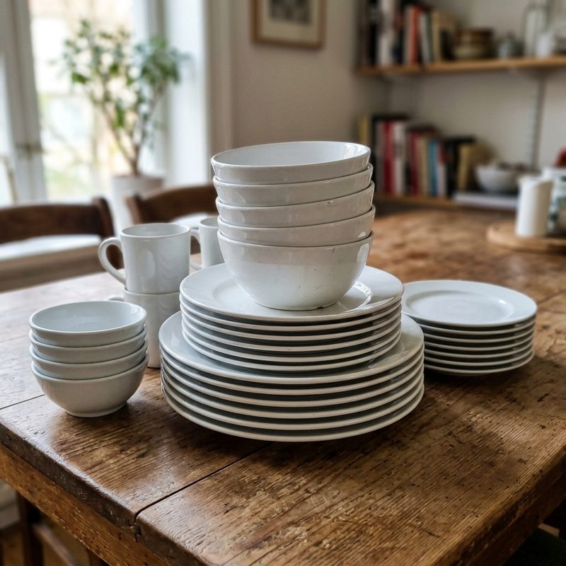 Geschirr-Set Porzellan weiß (24-tlg.)
